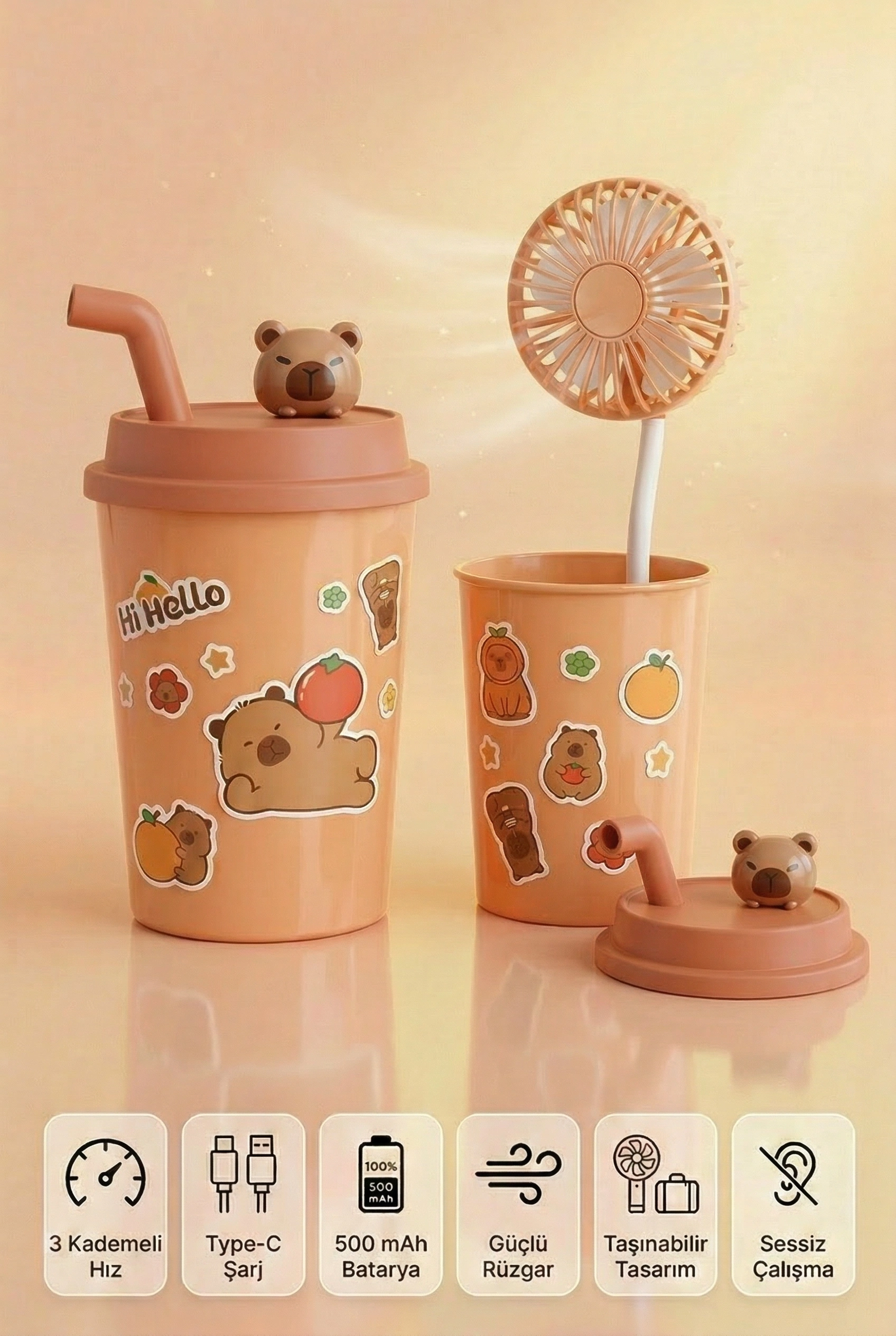 Bardak Model Mini Ayıcıklı Fan