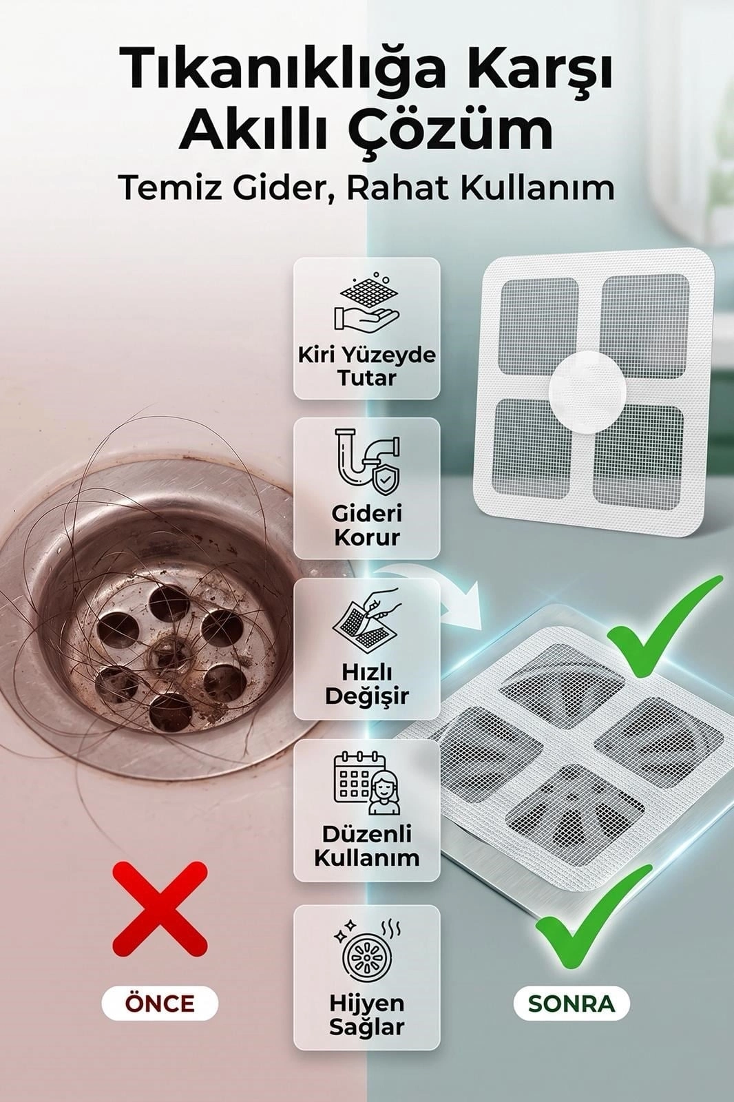 Gider Kapatıcı Pislik Tutucu Kendinden Yapışkanlı Gider Kapağı