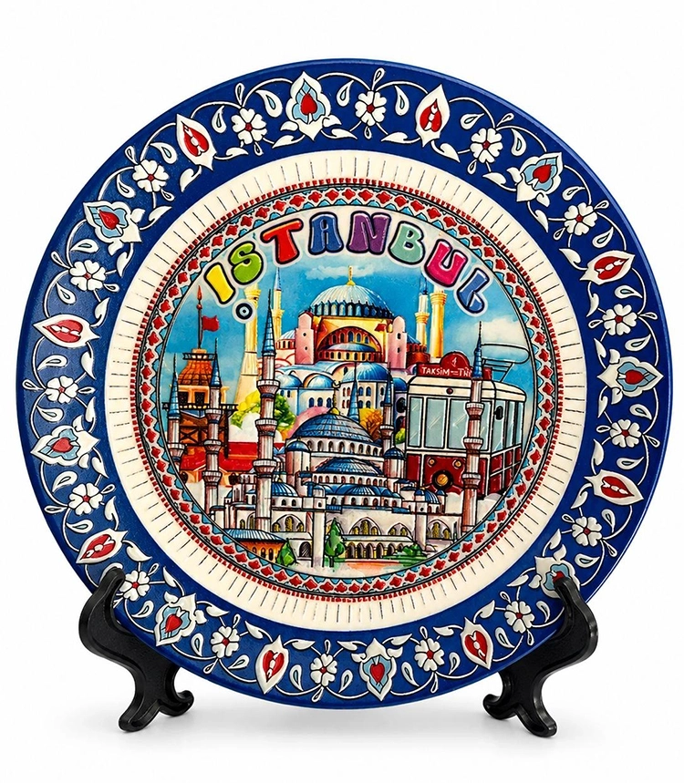 İstanbul Temalı Porselen Dekoratif Tabak 15 Cm