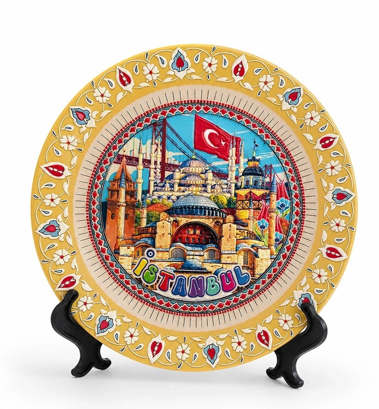 İstanbul Temalı Porselen Dekoratif Tabak 15 Cm