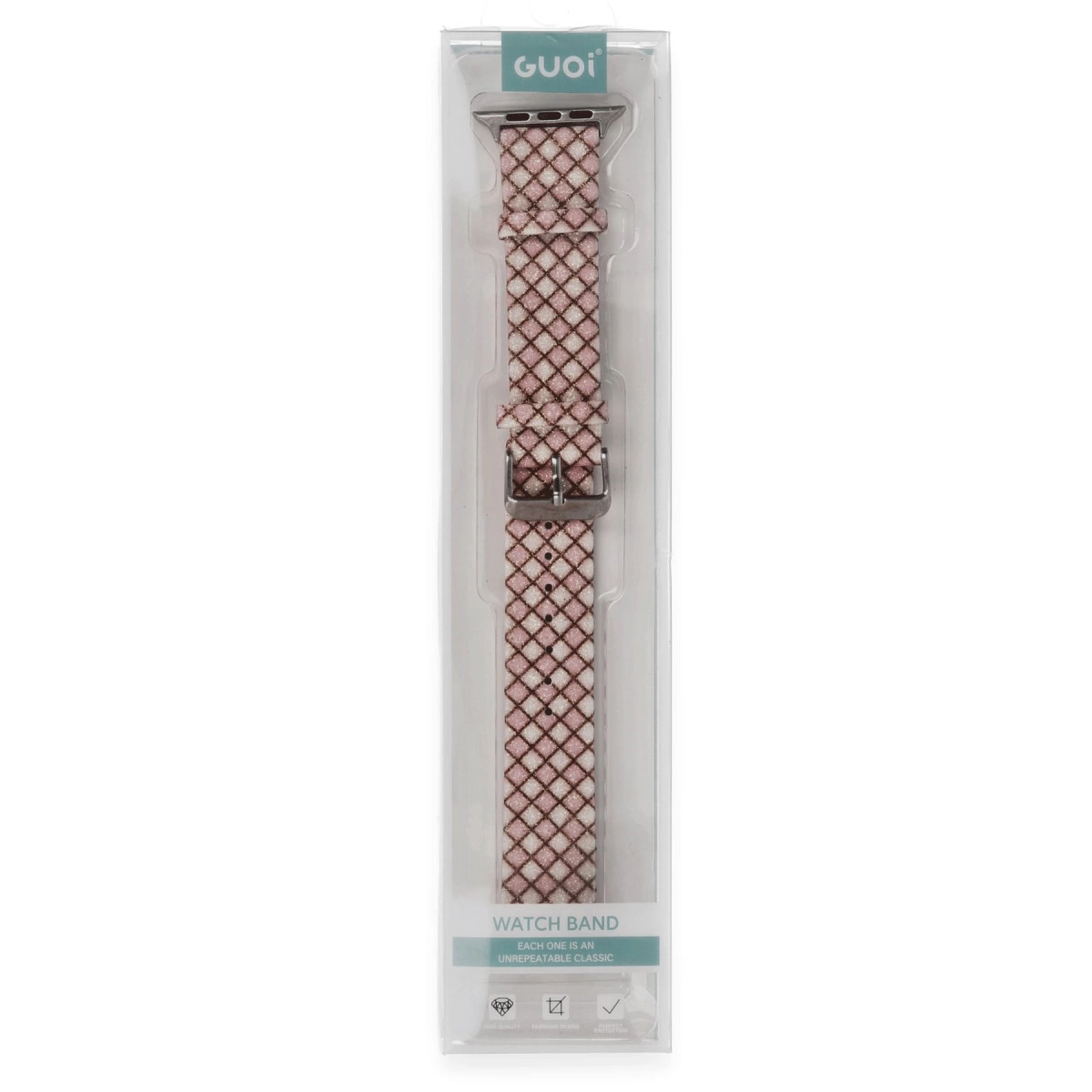 Watch 42mm Karo Motif Kordon - Pembe