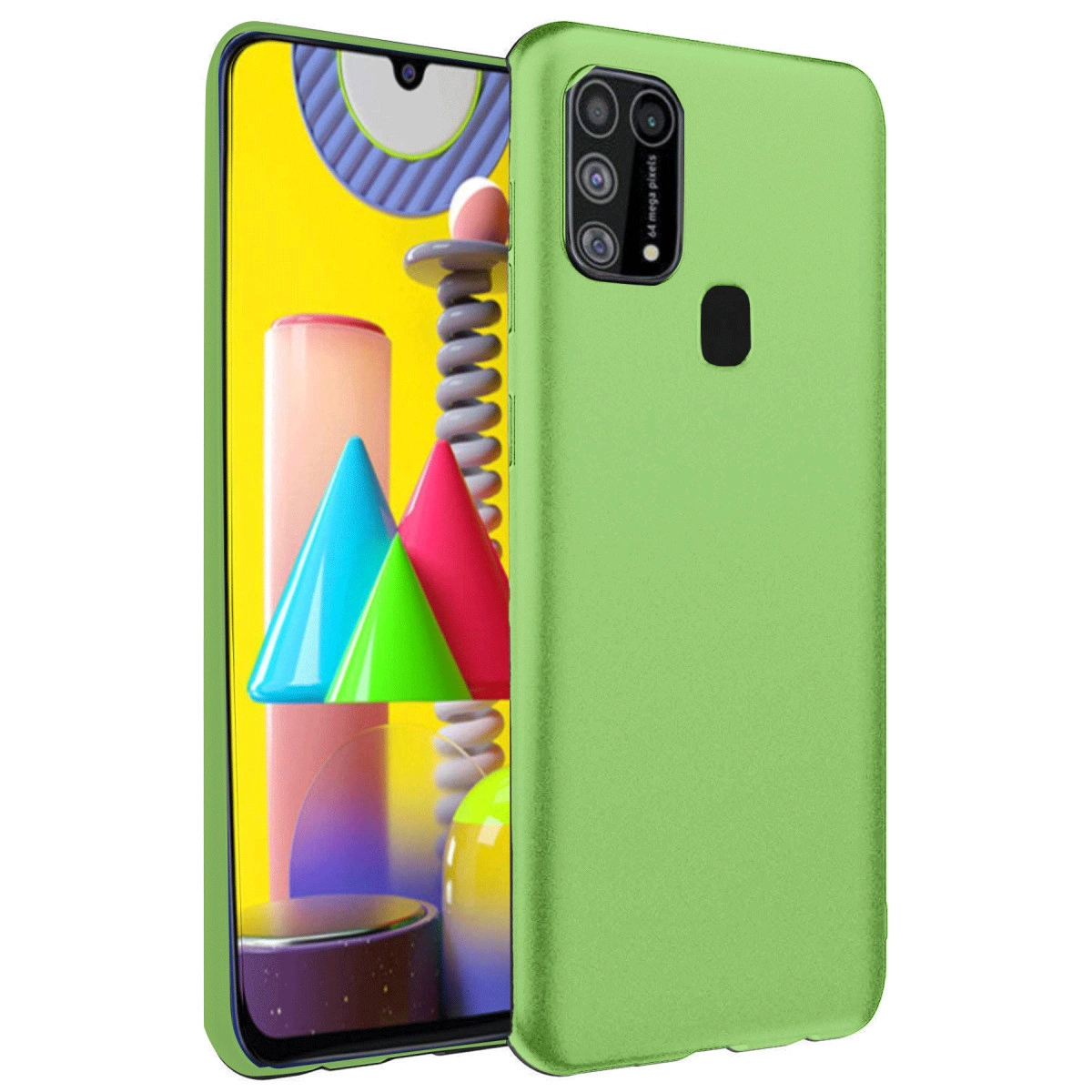 Samsung Galaxy M31 Kılıf Nano İçi Kadife Silikon - Yeşil