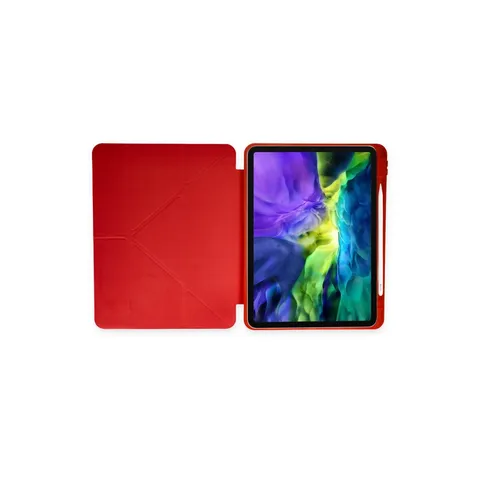 İpad Pro 12.9 (2021) Kılıf Kalemlikli Mars Tablet Kılıfı - Kırmızı